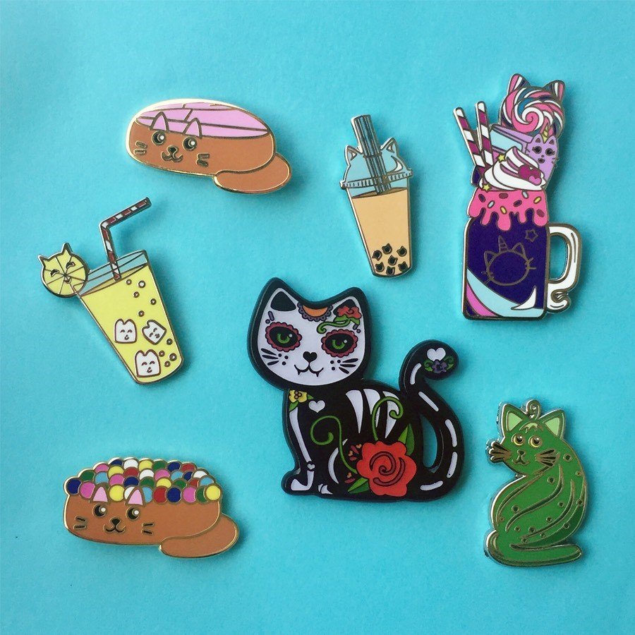 FierceFantasy Designs- cute cat pins for cat lovers and great gifts for the holidays