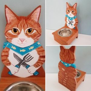 Tabby cat dinner bowl