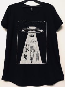 Cat UFO print shirt