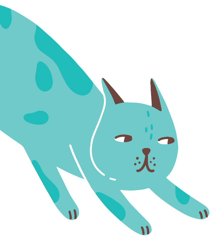 Illustration of blue cat.