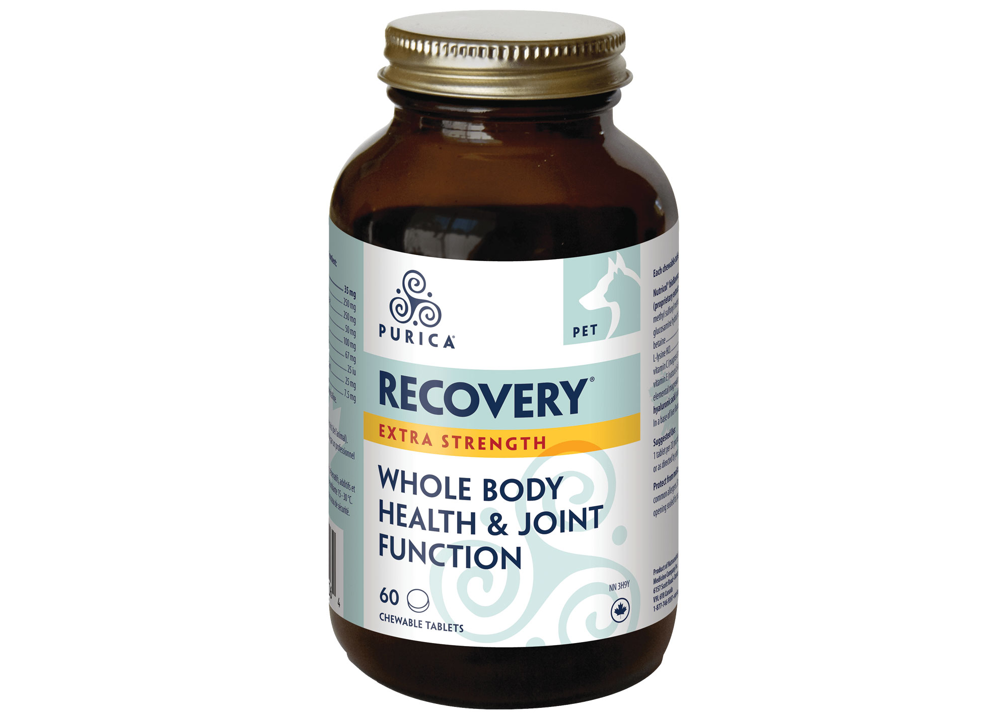 Healthy Paws Purica body and joint recovery tablets.