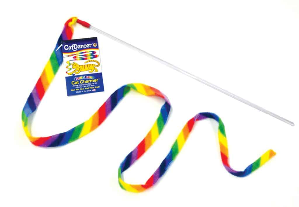 rainbow colourful cat ribbon toy