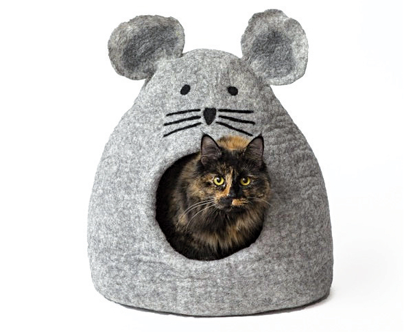 MyThreeCats mouse wool cat cave