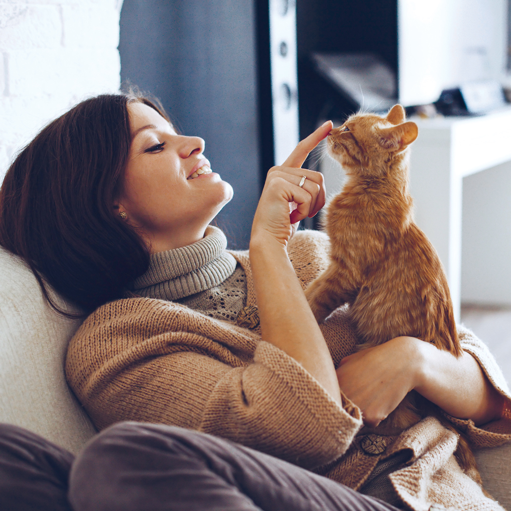 woman with kitten